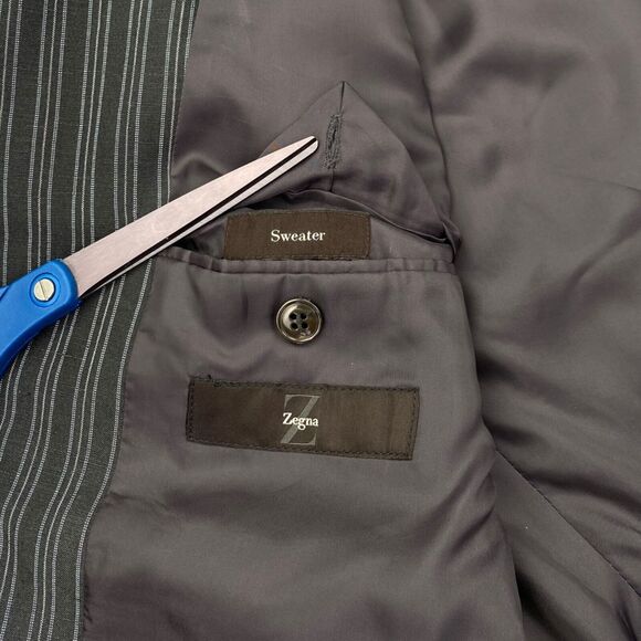 Z Zegna Blazer Mens 40R Silk Linen 'Sweater' Striped 3 Button Lightweight - Picture 7 of 12